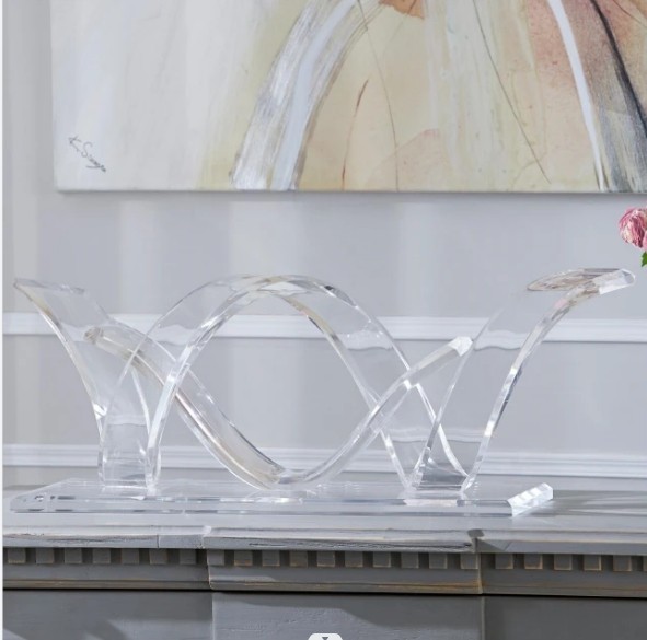 Modern acrylic Horizontal sculpture is great for dining tables or consoles tables