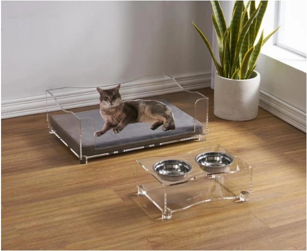 wholesale customized acrylic luxury pet bed/lucite pet bed