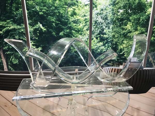 Modern acrylic Horizontal sculpture is great for dining tables or consoles tables.