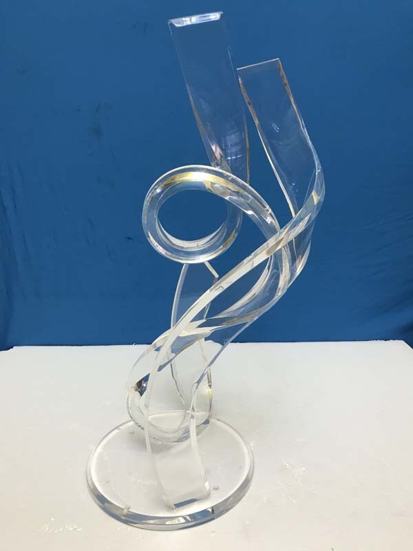 Modern acrylic Horizontal sculpture is great for dining tables or consoles tables.